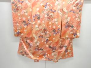 御所車に枝垂れ桜・蝶模様子供着物（内袖・長襦袢） 蝶に枝垂れ桜模様子供着物 | 宗 sou::お茶道具・着物のお店